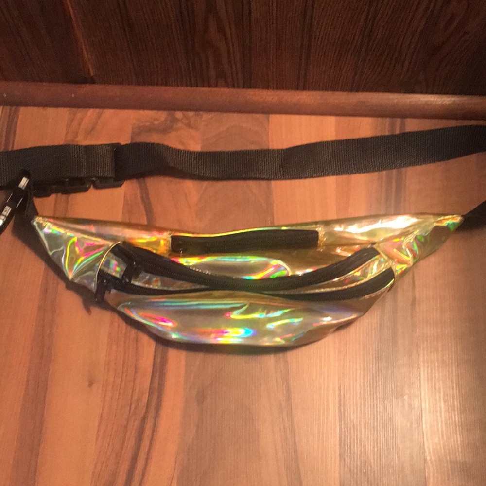 Gold multi colored fanny pack